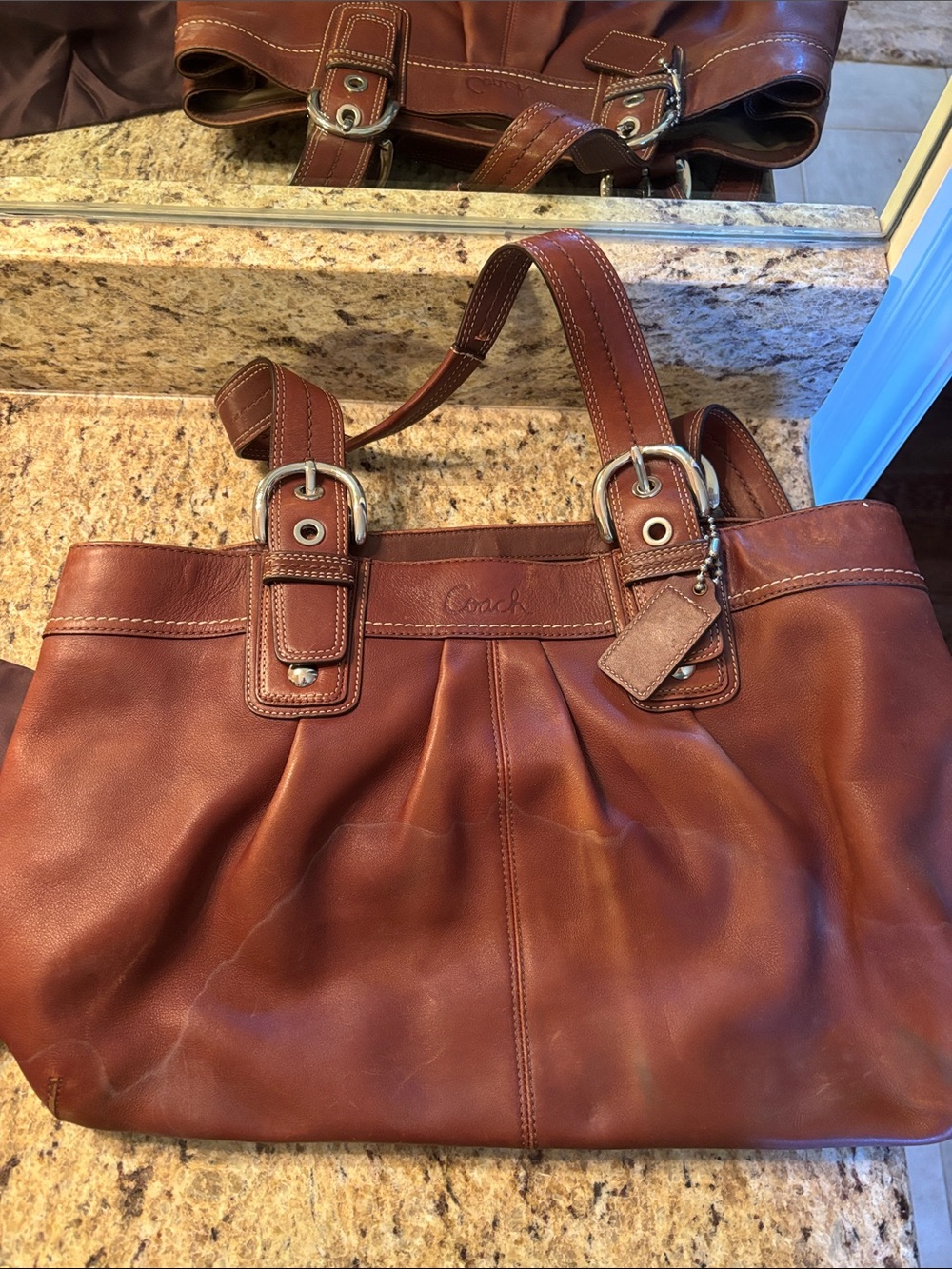 Coach Chestnut Brown Leather Shoulder Tote